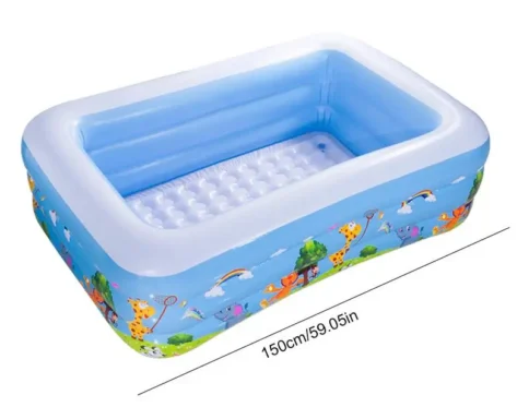 Piscina de agua para bebé infantil inflable cuadrada azul