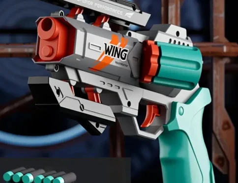 Pistola de juguete con balas suaves, juguete de revólver de eyección de concha