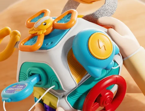 Bebé ocupado tablero cubo Montessori juguetes sensoriales