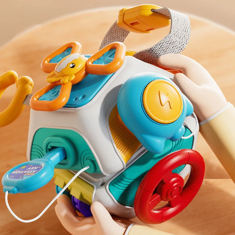 Bebé ocupado tablero cubo Montessori juguetes sensoriales