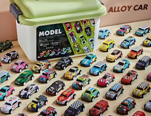 Mini modelo de coche de aleación con caja de almacenamiento, coches fundidos a presión, juguetes