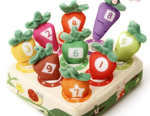 Juguete Montessori de Zanahoria para Niños Pequeños, Colores y Números, Aprendizaje de Habilidades Motoras