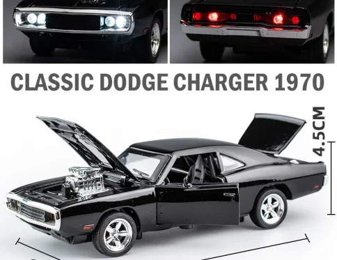 Dodge Charger 1970 1:32, Coche Deportivo de Aleación con Luz y Sonido, Regalo para Niños