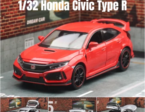 Honda Civic Type R 1:32, Miniatura Diecast con Luz y Sonido