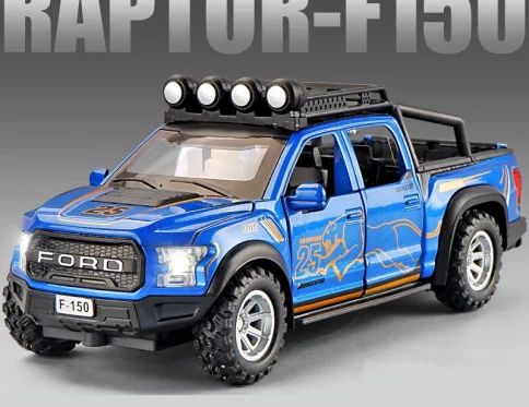Ford Raptor F150 1:32, Camioneta de Aleación, Vehículo Todoterreno con Sonido y Luz, Regalo para Niños