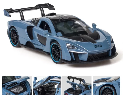 Senna Modelo de Coche 1:32, Vehículo de Aleación con Luz y Sonido, Regalo de Cumpleaños