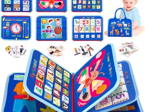 Juguete Montessori de Tablero Ocupado, Aprendizaje Sensorial y Motricidad Fina para Niños Pequeños