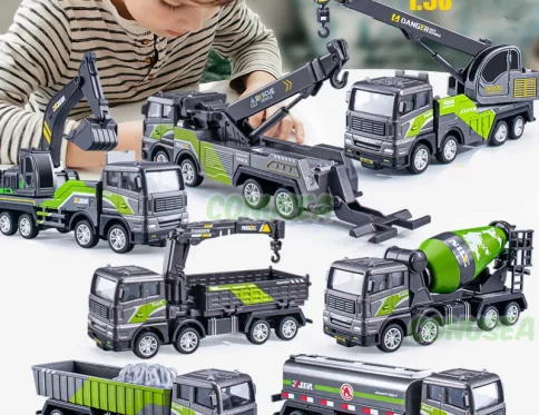 Vehículo de Ingeniería 1:50 con Grúa y Camión Cisterna