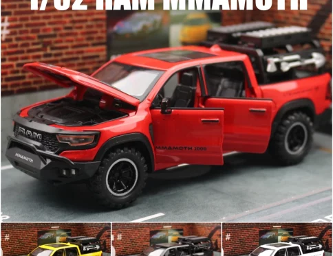 Dodge RAM MAMMOTH 1:32, Camioneta Todoterreno de Aleación con Luz y Sonido, Coleccionable