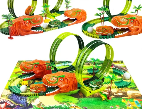 Pista de Carreras Dinosaurio con Luz y Coche de Juguete
