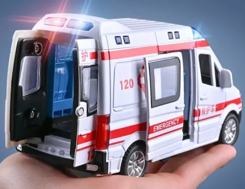 Mini Coche Aleación 1:32, Ambulancia/Bomberos/Policía, Sonido y Luz