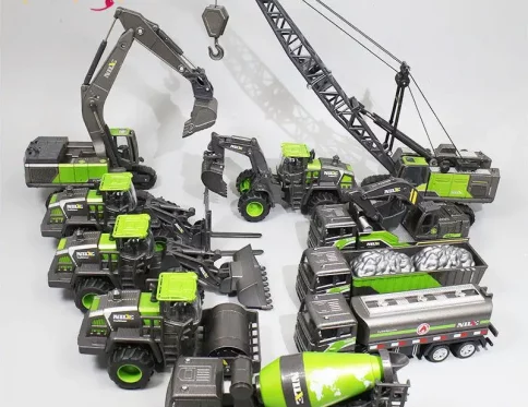Bulldozer 1:50, Modelo de Vehículo de Ingeniería para Niños, Camión Excavadora y Grúa