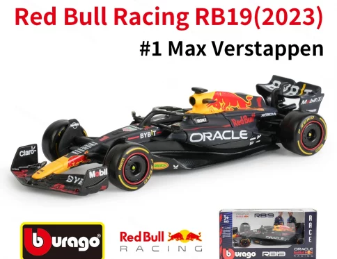 Bburago 1:43 Red Bull Racing RB19, Modelo de Coche de Aleación F1, Simulación Estática, 2023